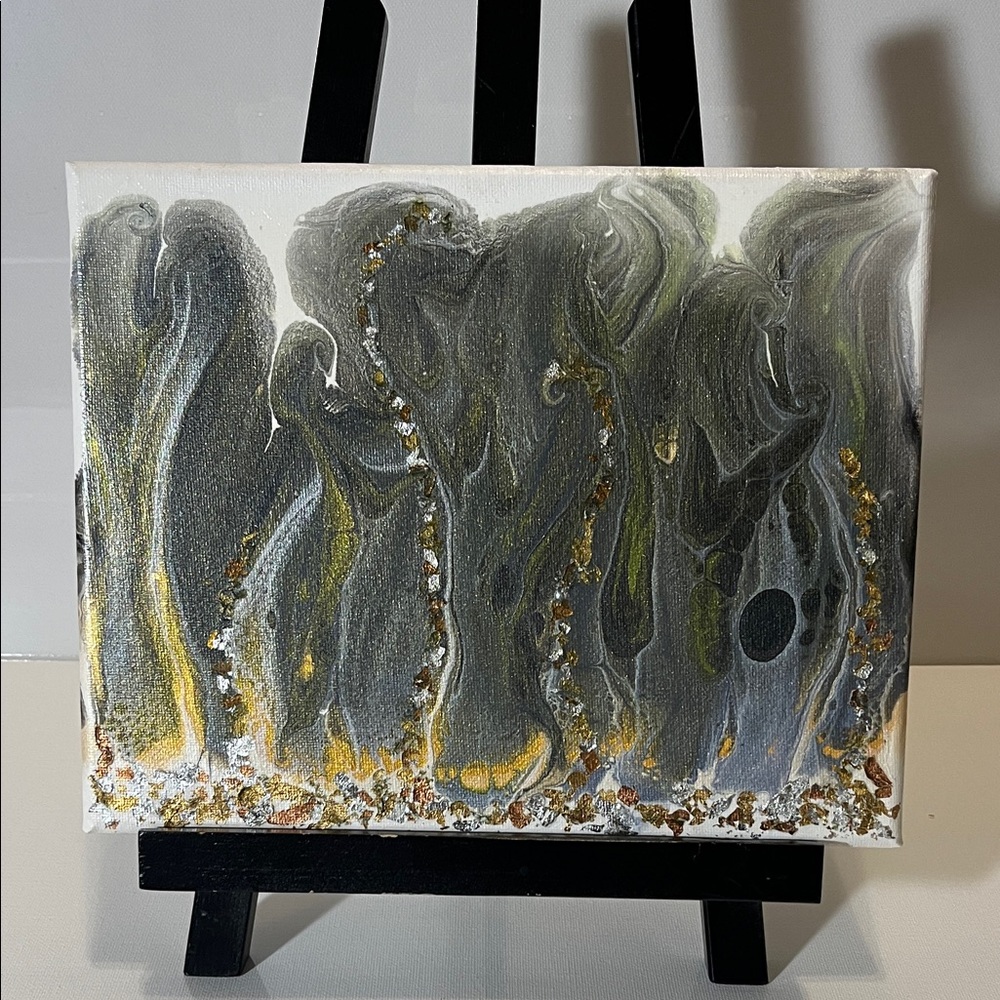 Abstract Gray and Gold Canvas Art